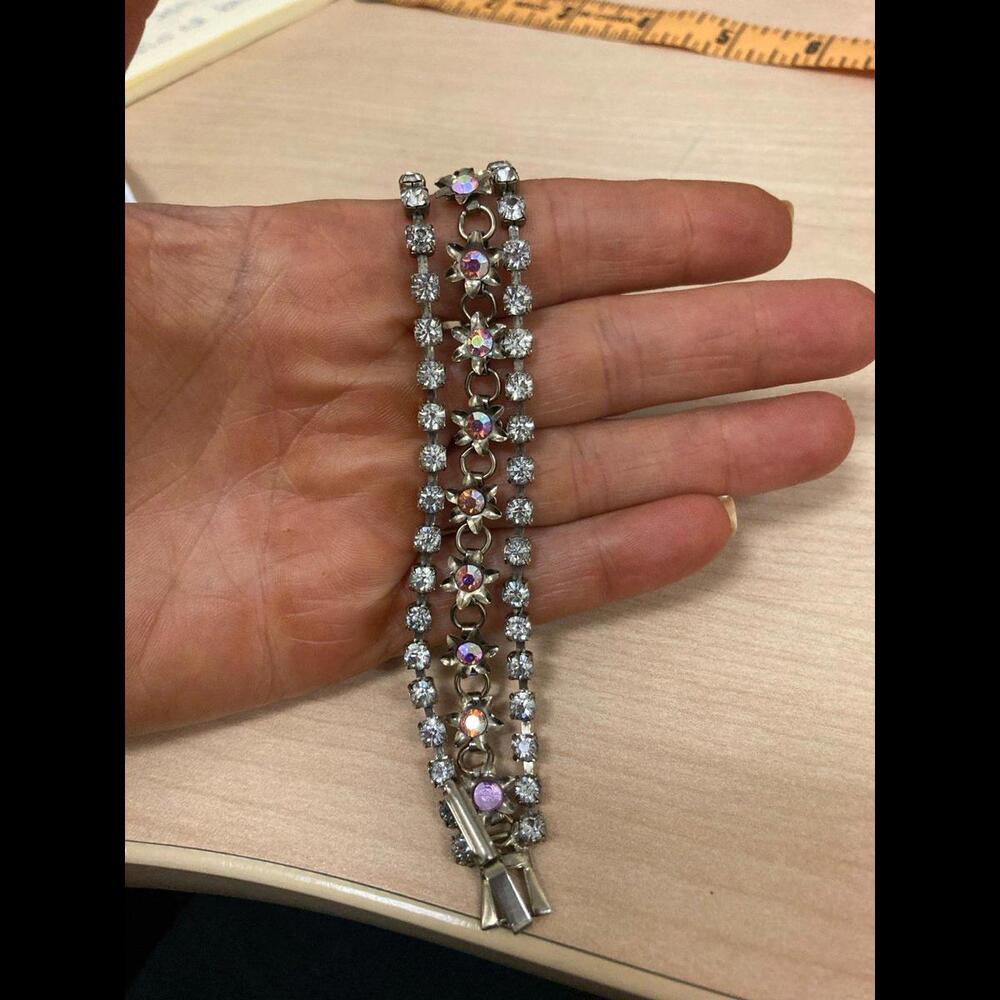 Triple Layered Pastel Rhinestone Bracelet - Picture 3 of 5